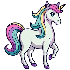 Pastel Rainbow Mane Unicorn Transparent Sticker
